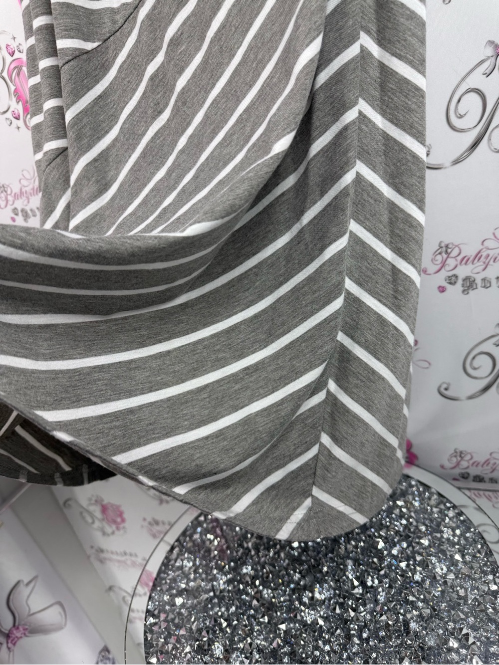 Creations la Vegas skirt long stripes Striped Maxi Skirt in Gray & White - Picture 5 of 10